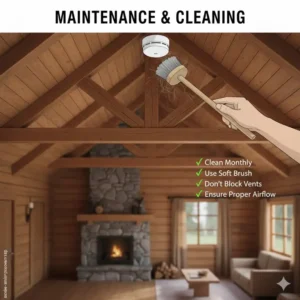 Regular maintenance and cleaning tips after installing smoke alarm in hut / wooden house.