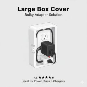 A large box cover for bulky adapters as described in the latest reviews of baby proof outlet covers.