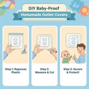 Step-by-step guide on how to create baby-proof homemade outlet covers from materials at home using plastic.