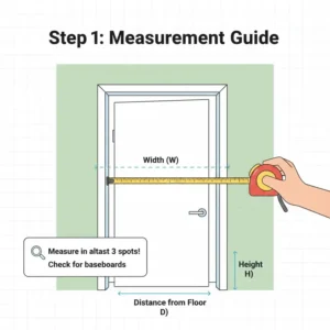 A technical drawing showing how to measure a doorway before building a low cost safety gate.