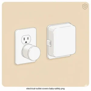 Using protective outlet covers to secure electrical points when creating safe zones in house baby proofing.