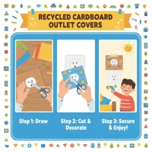 Creative ideas for decorating homemade outlet covers from materials at home with recycled cardboard.