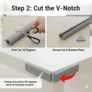 How to cut a V-notch when making your own diy baby proof corner guards with foam.
