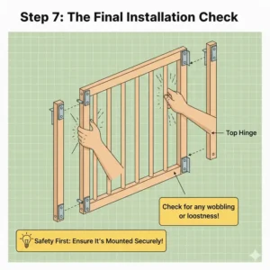 A final stability and tension check guide after building a low cost safety gate.