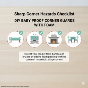 A home safety map showing where to place diy baby proof corner guards with foam.