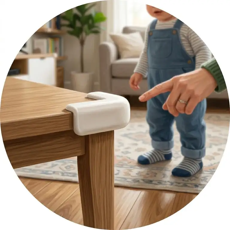 A toddler takes determined steps toward their supportive parent in a baby-proofed living room, emphasizing safety around 2 year old learning to walk.