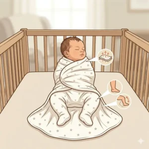 A hip-healthy swaddling technique that adheres to the safety tips for newborns under 3 months.