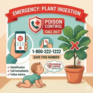 Keeping emergency poison control numbers visible as part of how to baby proof plants poisonous protocols.