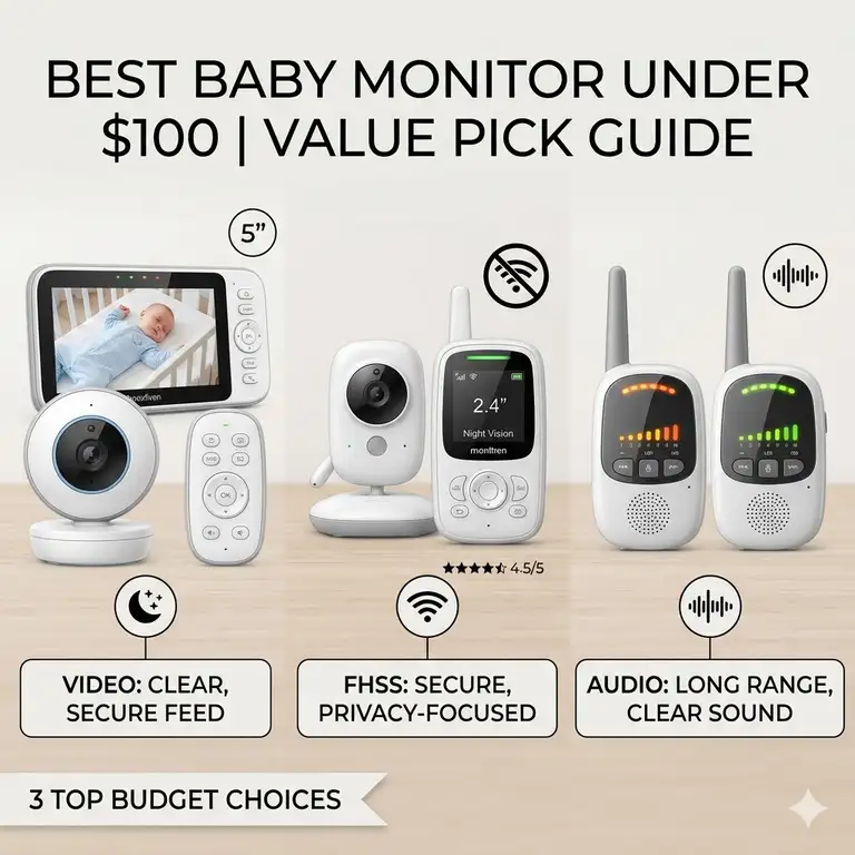 Comparison of various top-rated options to find the best baby monitor under 100 dollars for your nursery.
