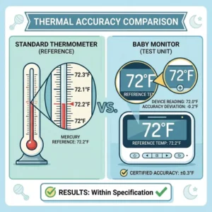 Illustration 2: Comparative chart demonstrating the baby monitor with temperature sensor accuracy against a professional medical thermometer.