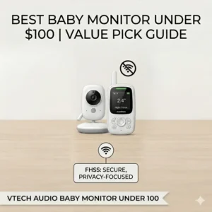 A VTech audio-only model which is often considered the best baby monitor under 100 dollars for long-range sound.