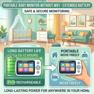 Displaying the long battery life and portable design of the best baby monitor without wifi for safety.