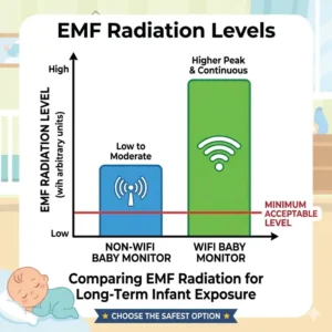 Map showing signal stability and range for a non wifi baby monitor vs wifi which is safer for larger homes.
