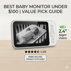 Clear infrared night vision view on the best baby monitor under 100 dollars showing a sleeping infant.