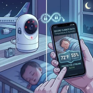 A compact and portable setup showing how to use the best baby camera with phone app secure while traveling.