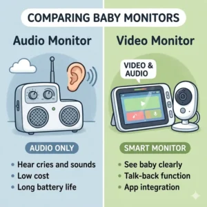 Illustration 1: A detailed pros and cons checklist layout comparing benefits and concerns to help determine do you need a baby monitor for newborn setup.