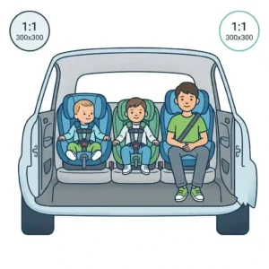 Layout of three best convertible car seat for small cars installed side by side.