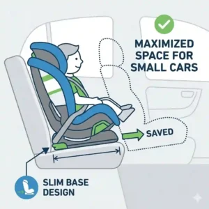 Forward facing installation of the best convertible car seat for small cars.