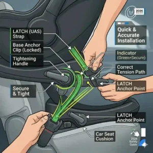 Step-by-step guide to installing the LATCH base system for the best car seat for newborn safety 2026.