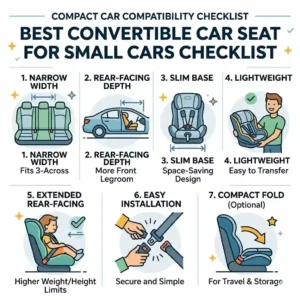 Compatibility checklist for choosing the best convertible car seat for small cars.