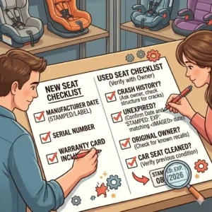 A helpful checklist for buying used seats and understanding car seat expiration date how to check for safety.