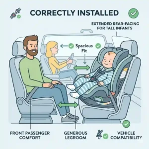 Correct vehicle installation of the best car seat for tall babies comfort and safety.